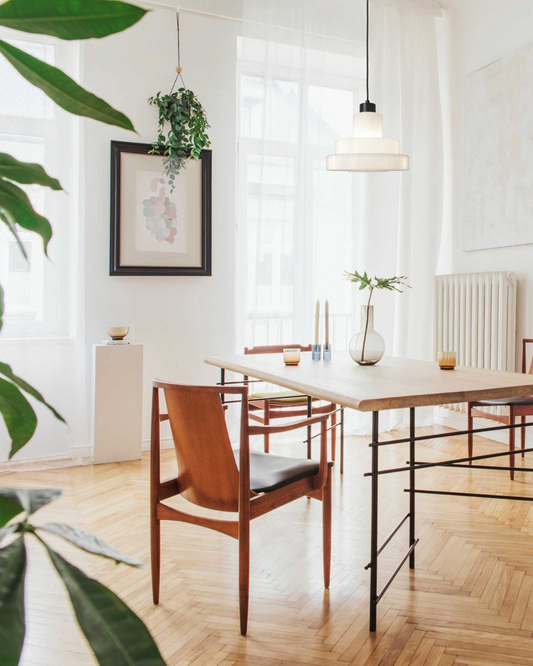 Candeeiro de Teto Foza Retro LED | Suspensão Cogumelo Vidro Anos 70 Branco