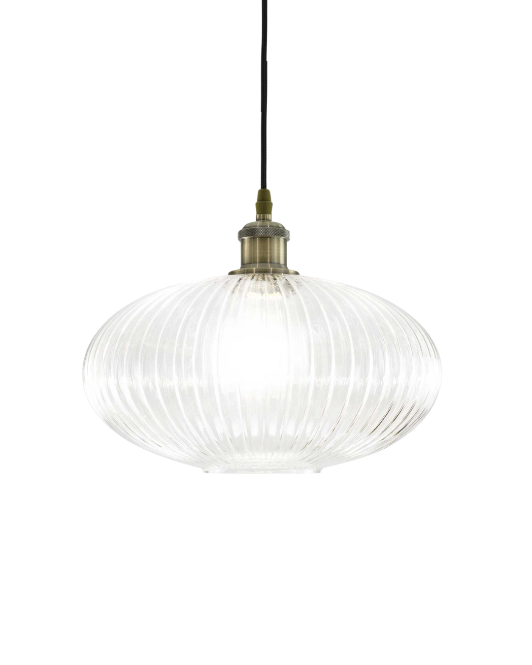 Candeeiro de Teto Chamey | Suspensão Vidro Estriado Retro