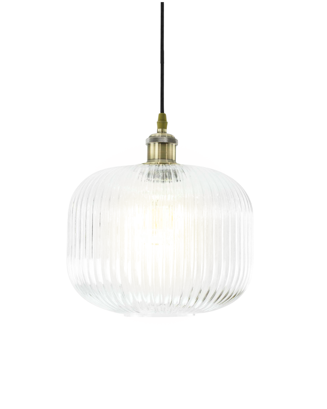 Candeeiro de Teto Chavane | Suspensão Redonda Vidro Estriado Retro