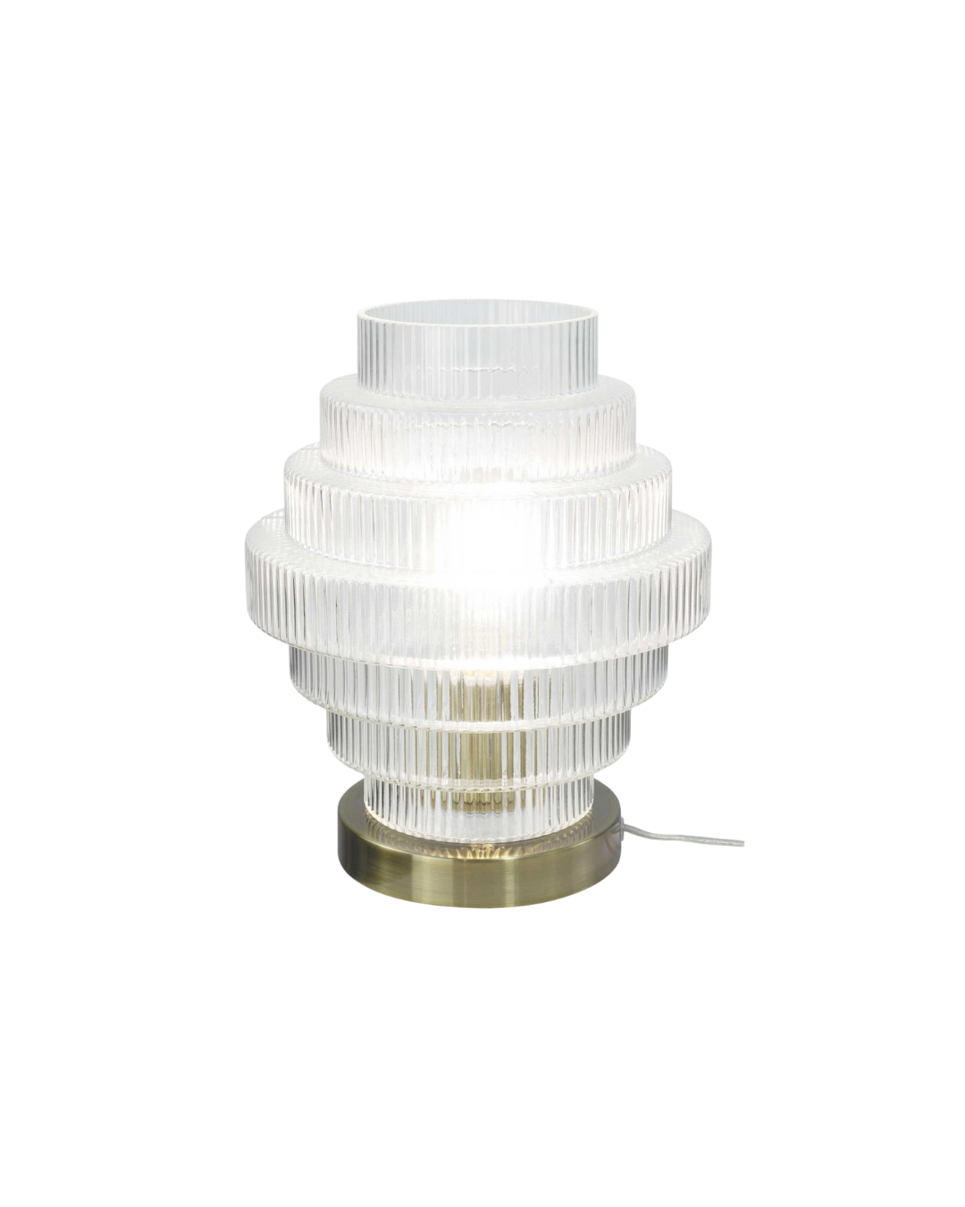 Candeeiro de Mesa Challe | Vidro Estriado Transparente & Metal