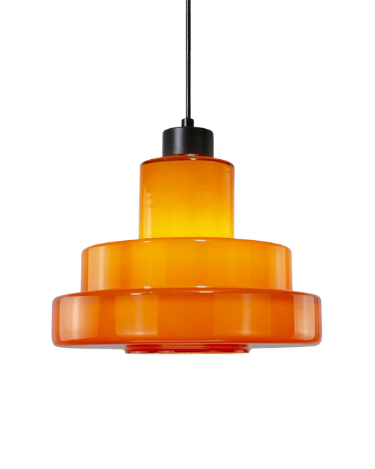 Candeeiro de Teto Foza Retro LED | Suspensão Cogumelo Vidro Anos 70 Laranja