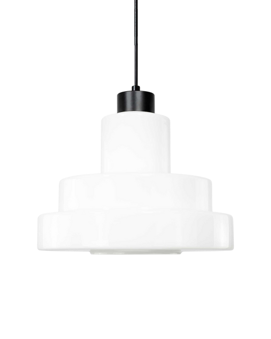 Candeeiro de Teto Foza Retro LED | Suspensão Cogumelo Vidro Anos 70 Branco