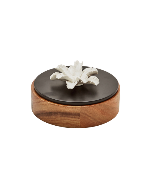 Caixa Decorativa Palmi | Madeira Acácia, Porcelana