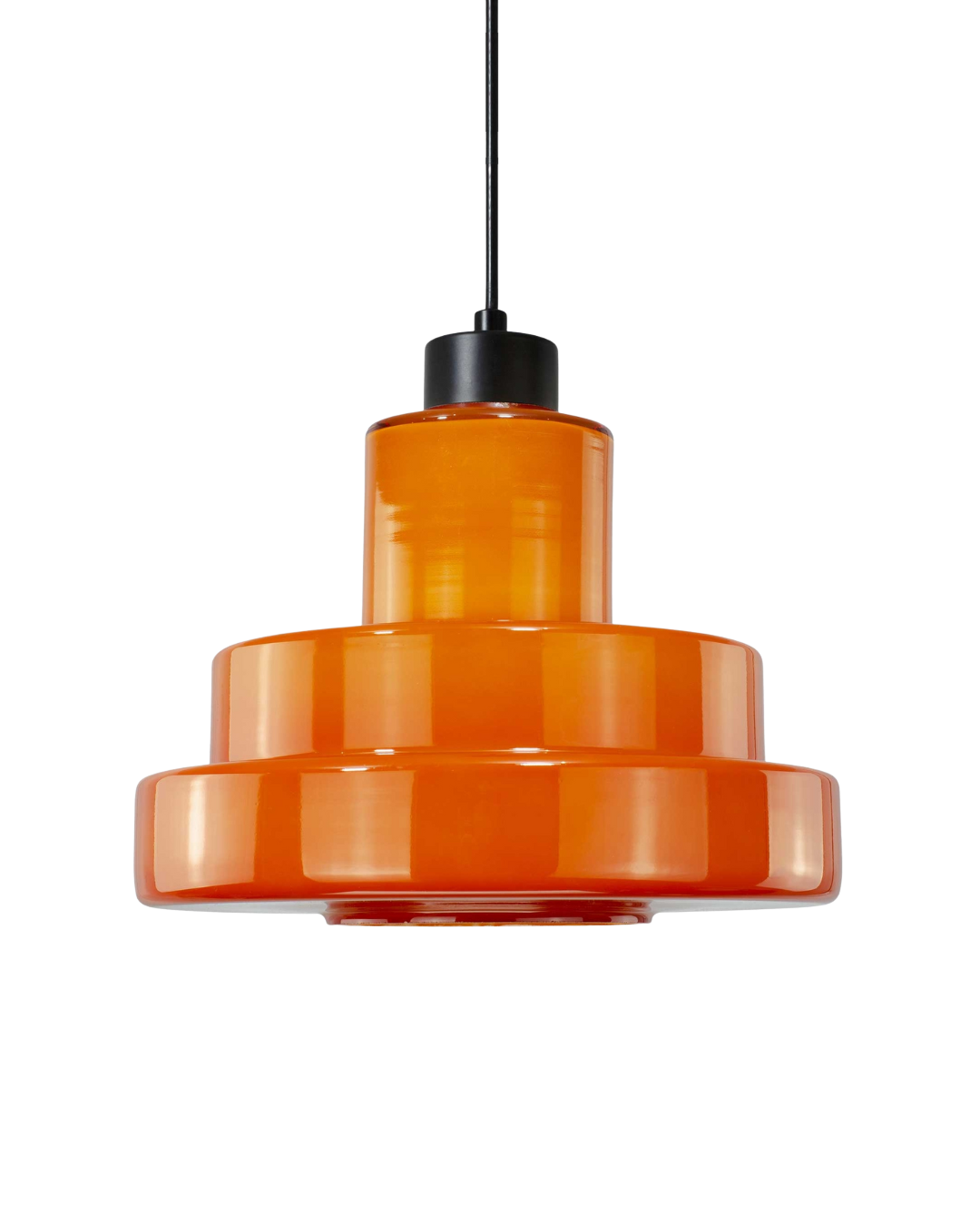 Candeeiro de Teto Foza Retro LED | Suspensão Cogumelo Vidro Anos 70 Laranja