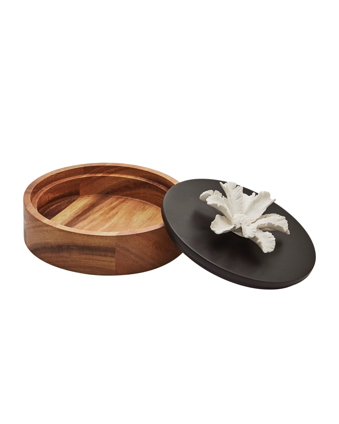 Caixa Decorativa Palmi | Madeira Acácia, Porcelana