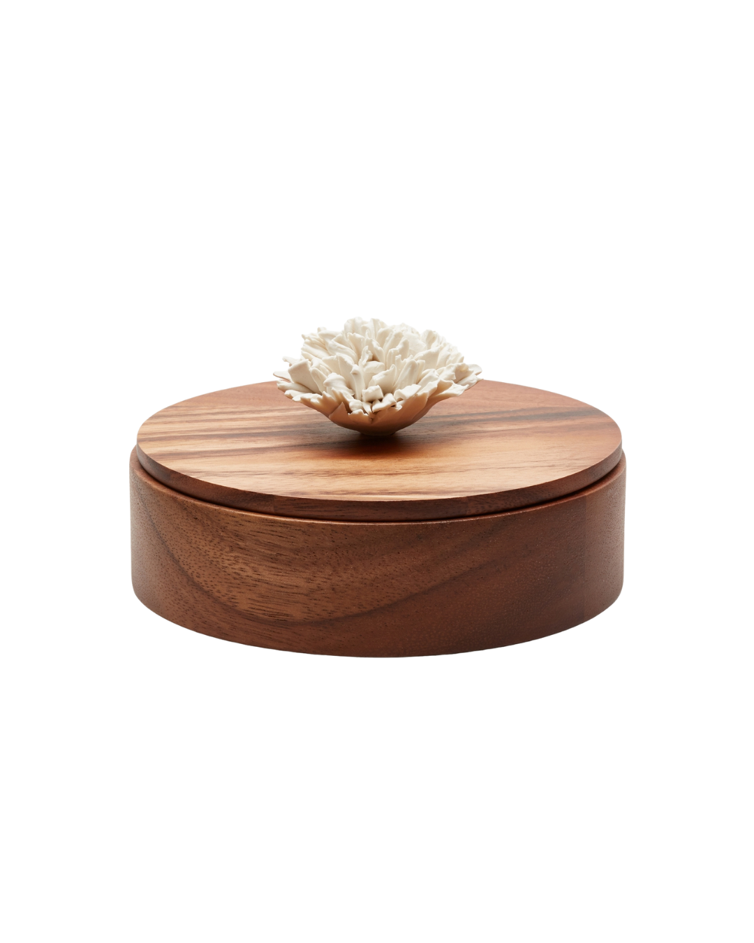 Caixa Decorativa Peônia | Madeira Acácia, Porcelana