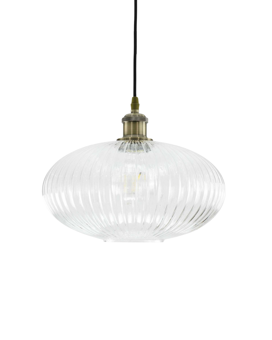 Candeeiro de Teto Chamey |  Suspensão Vidro Estriado Retro