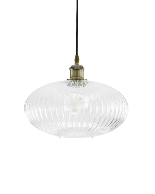 Candeeiro de Teto Chamey |  Suspensão Vidro Estriado Retro