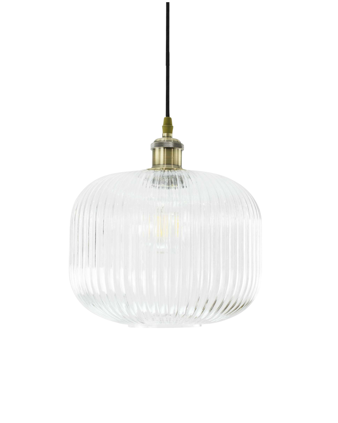 Candeeiro de Teto Chavane | Suspensão Redonda Vidro Estriado Retro