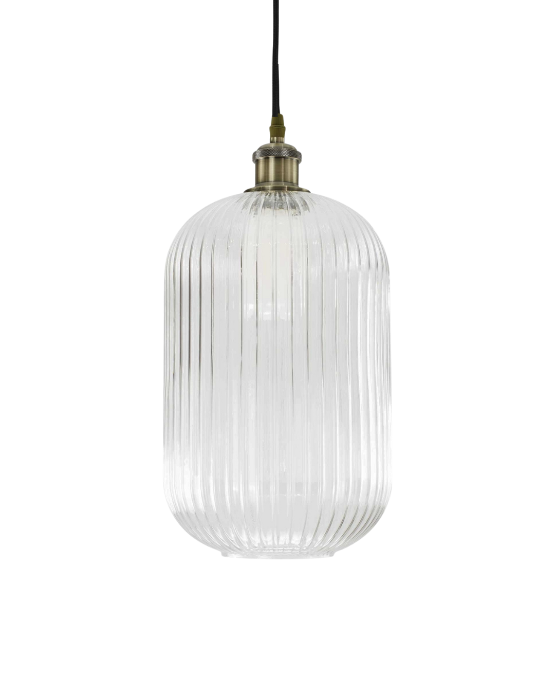 Candeeiro de Teto Chambret | Suspensão Alongada Vidro Estriado Retro