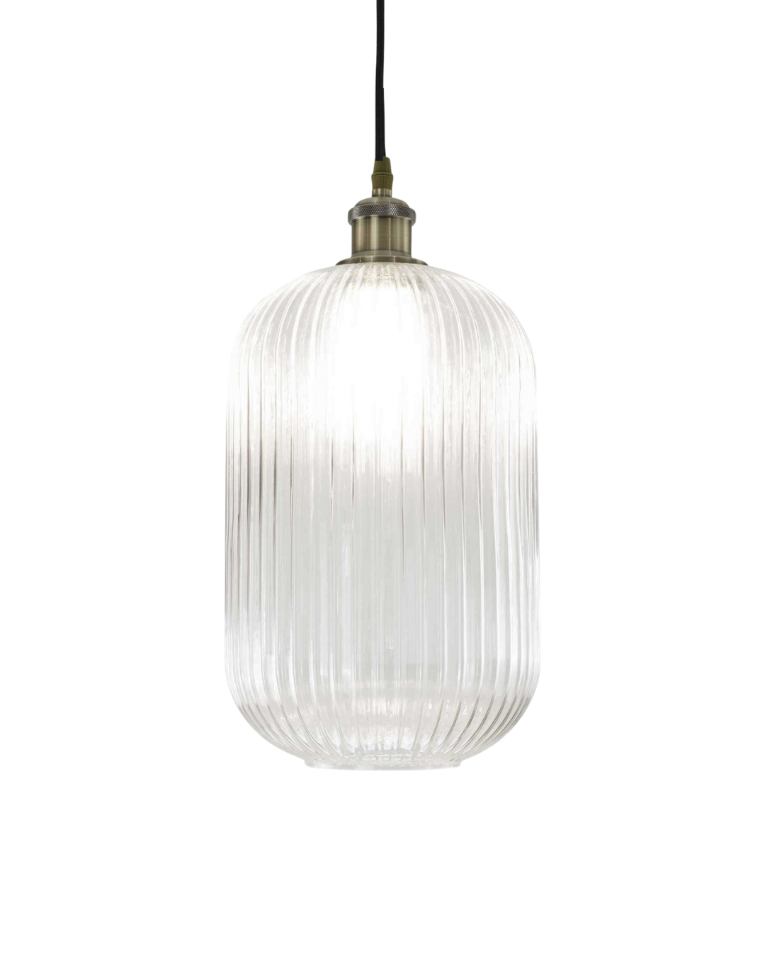 Candeeiro de Teto Chambret | Suspensão Alongada Vidro Estriado Retro