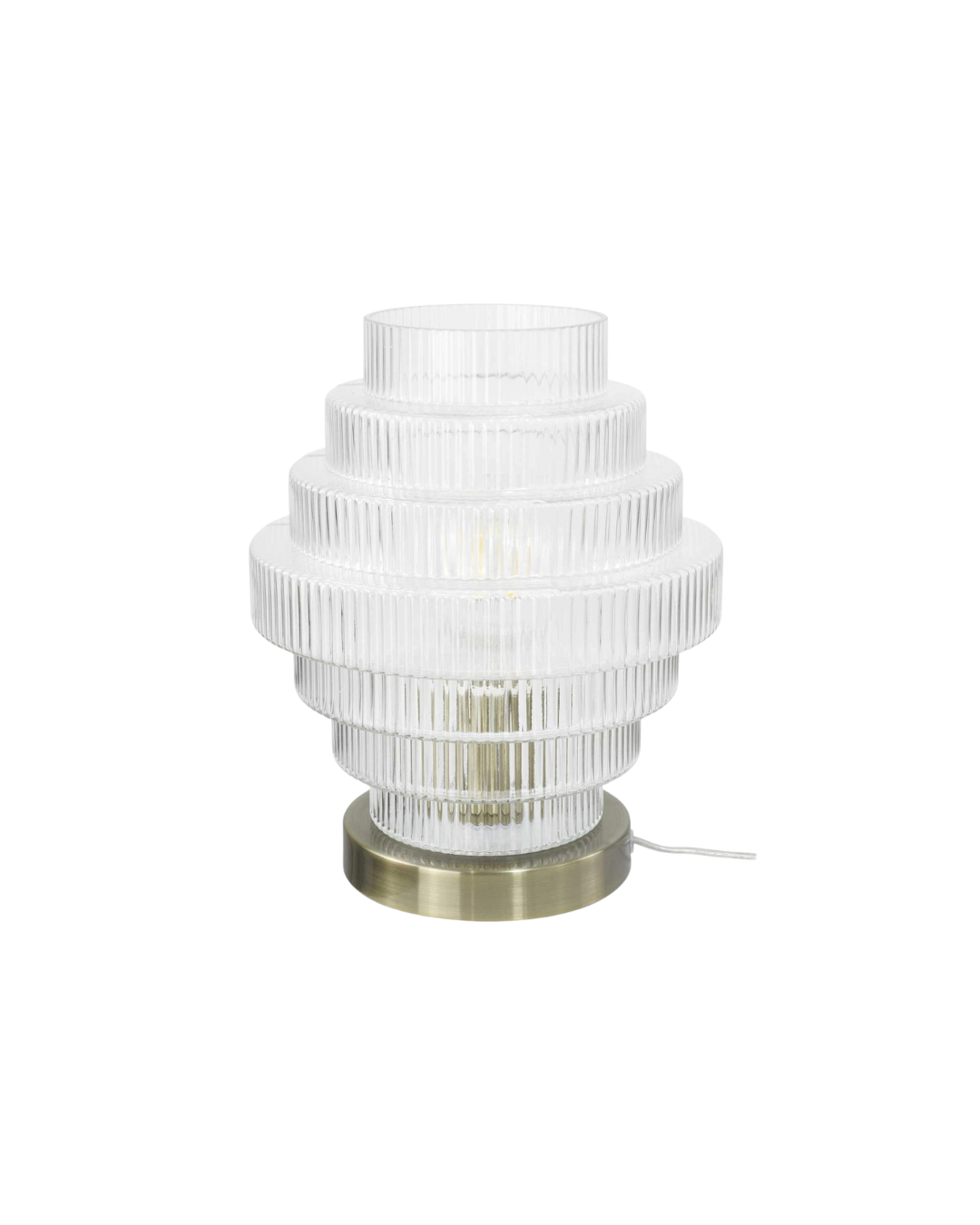 Candeeiro de Mesa Challe | Vidro Estriado Transparente & Metal