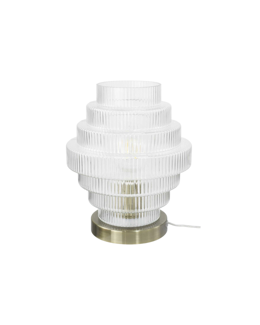 Candeeiro de Mesa Challe | Vidro Estriado Transparente & Metal