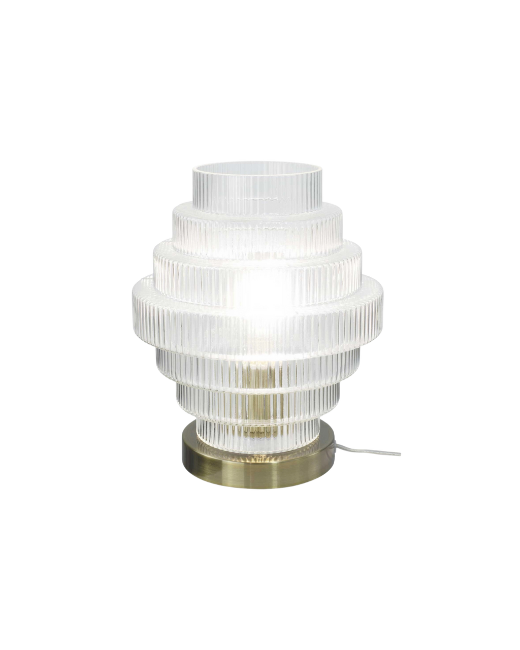 Candeeiro de Mesa Challe | Vidro Estriado Transparente & Metal