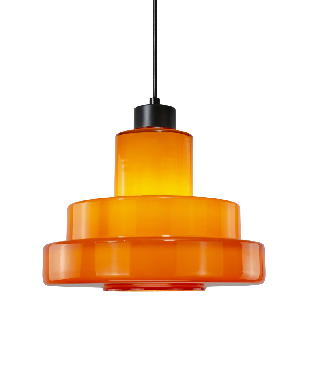 Candeeiro de Teto Foza Retro LED | Suspensão Cogumelo Vidro Anos 70 Laranja